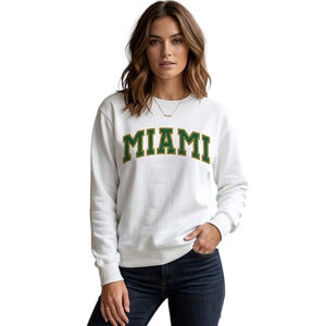 Port & Company Miami Graphic Sweatshirt White Green Orange Size M